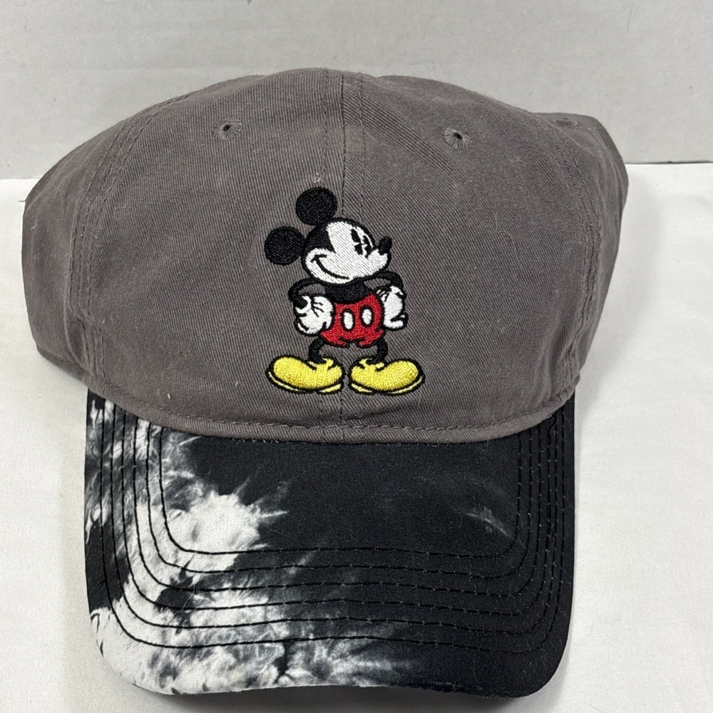 Disney Mickey Mouse Hat Grey Tie Dye Brim Adjustable Cap